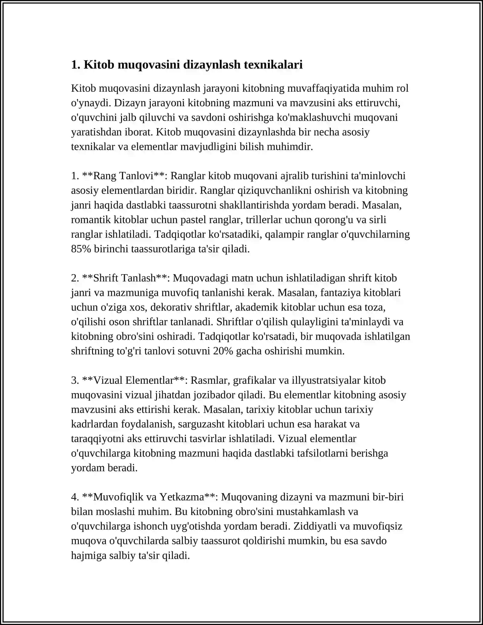 MS WORDDA KITOB VA BROSHURALAR UCHUN MUQOVALAR YARATISH. TITUL VARAQALARINI TAYYORLASH 3