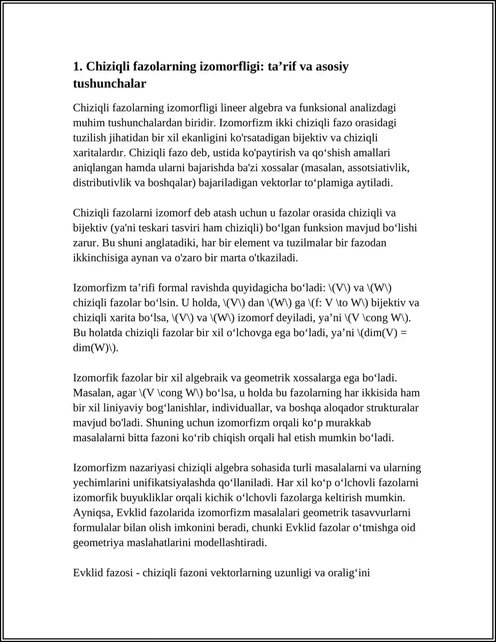 CHIZIQLI FAZOLARNING IZOMORFLIGI 3