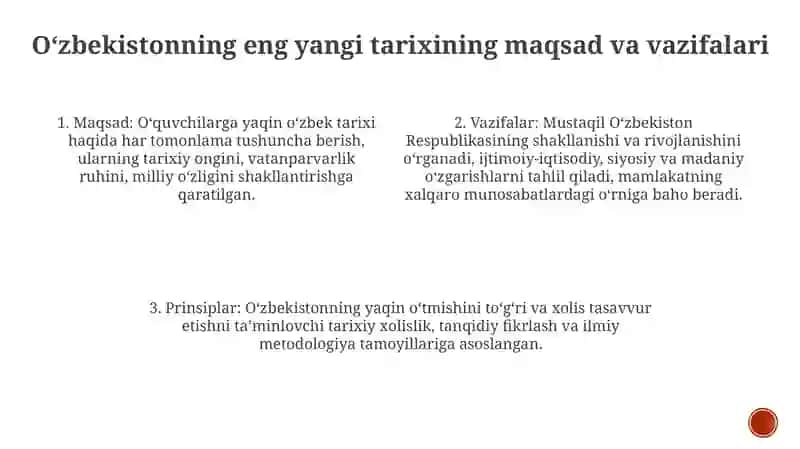 Ozbekistonning Eng Yangi Tarixi Oquv Fanining Predmenti Maqsadi Va Vazifalari Nazariy Metodologik Tamoyillari 3