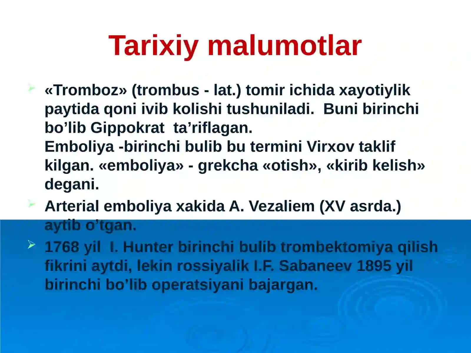 O‘tkir arterial tromboz va emboliyalar 3