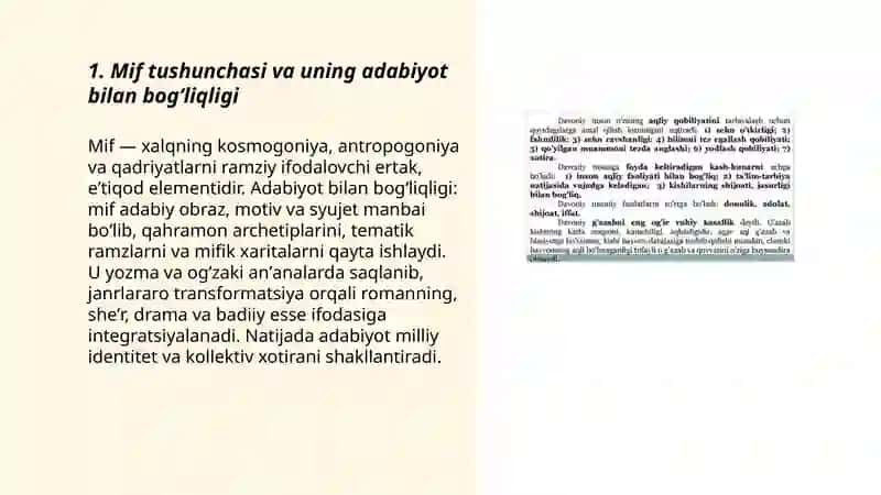 Mif va ularning adabiyotdagi oʻrni 3