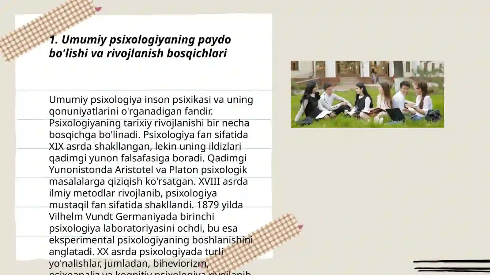 Umumiy Pesixollogiya fanining taraqqiyot bosqichlari predmeti va vazifalari 3