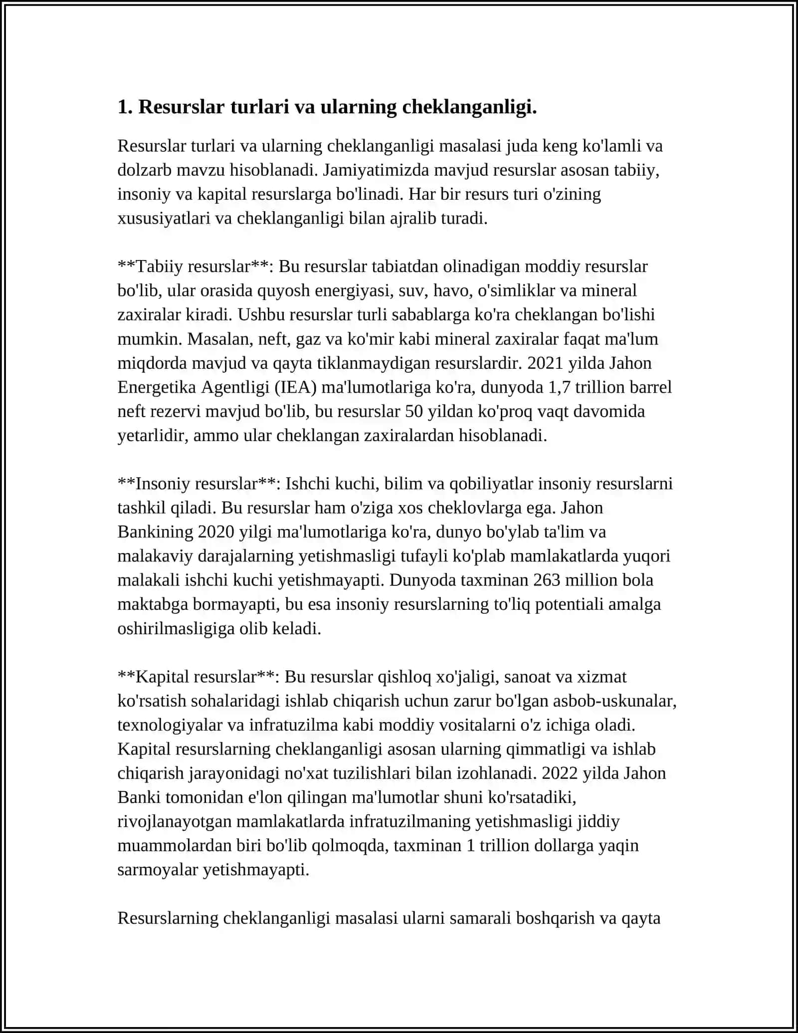 RESURSLARNI CHEKLANGANLIGI VA EHTIYOJLARNI CHEKSIZLIGI 3