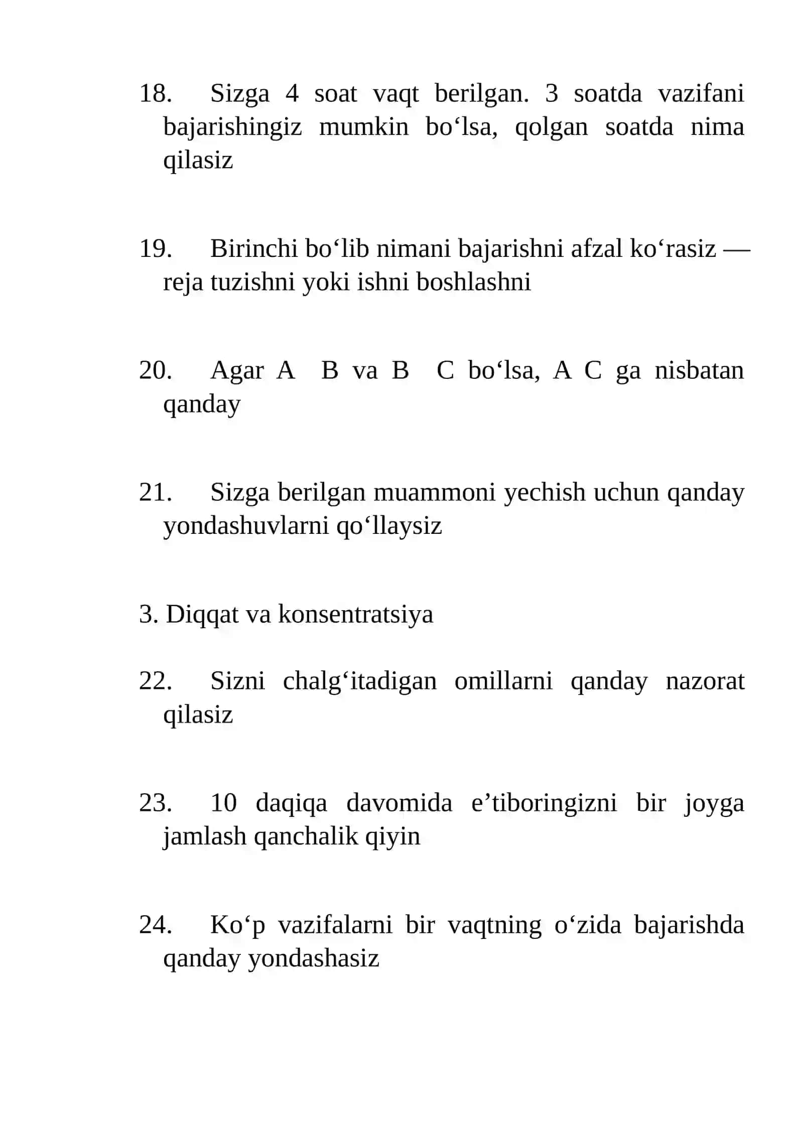 ICHKI ISHLARGA KIRUVCHILAR UCHUN PSIXOLOGIK TESTLAR (100 ta savol) 3