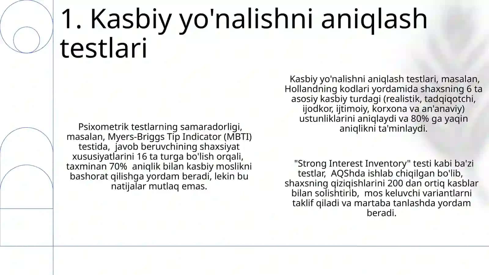 Kasb tanlashga doir psixologik tadqiqotlar 3