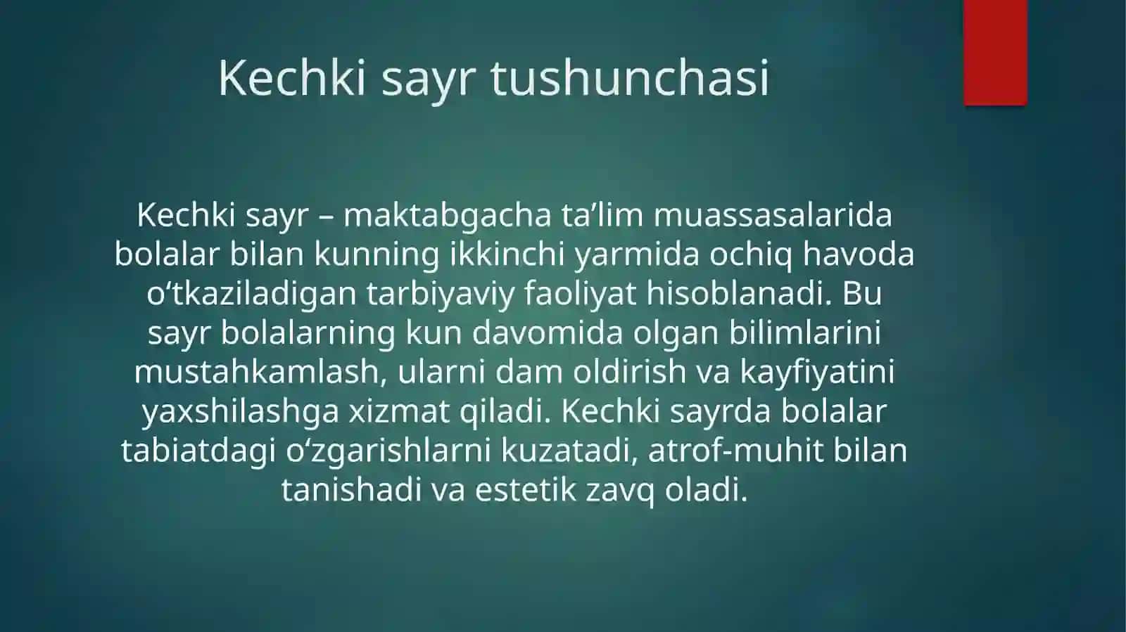 Kechki sayrni rejalashtirish (plan-konspekt) 3