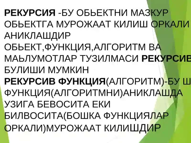 Rekursiya va ularni dasturlashda ishlatish 3