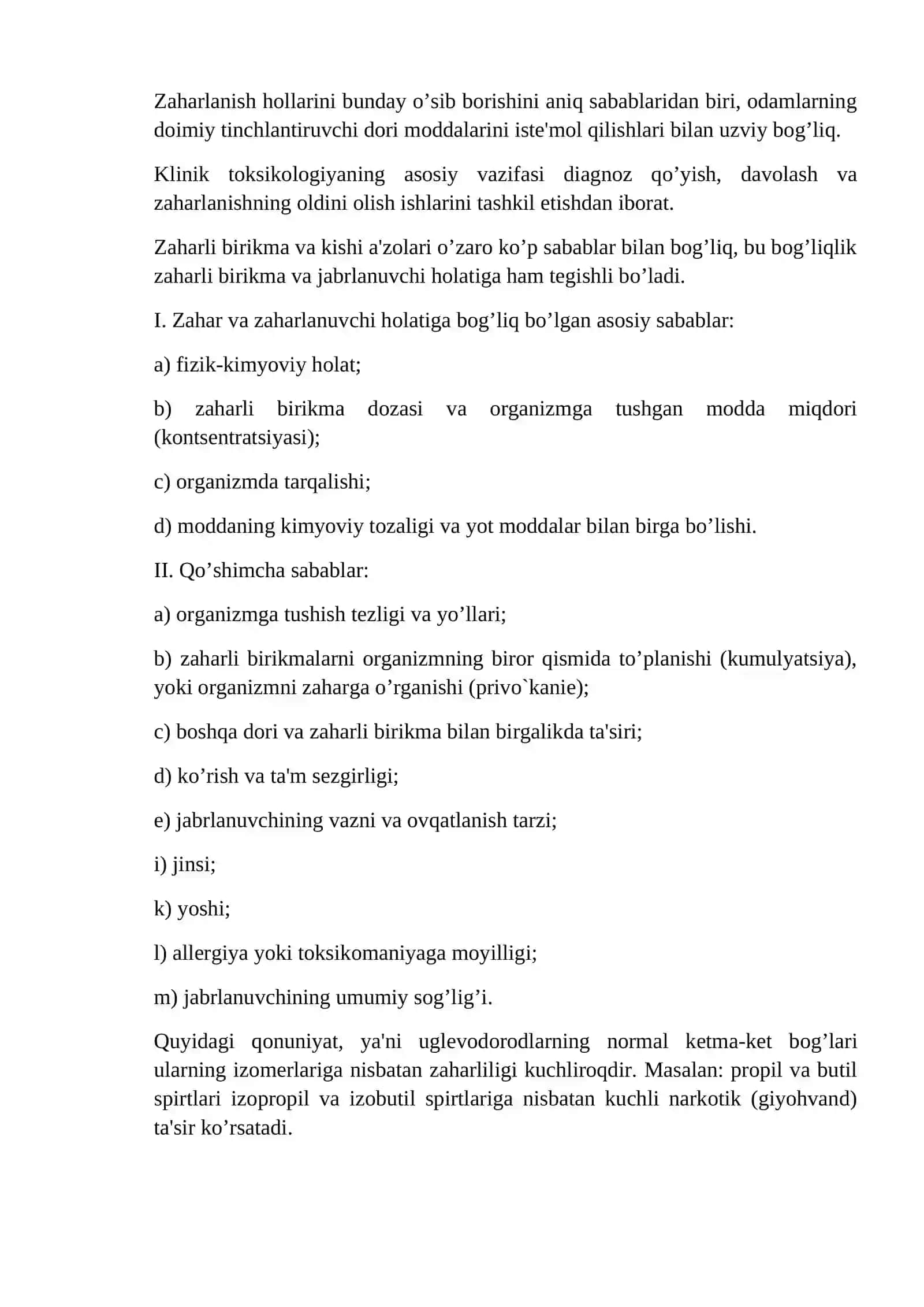 Toksikologik kimyo moduli, mohiyati, maqsadi va vazifalari 3