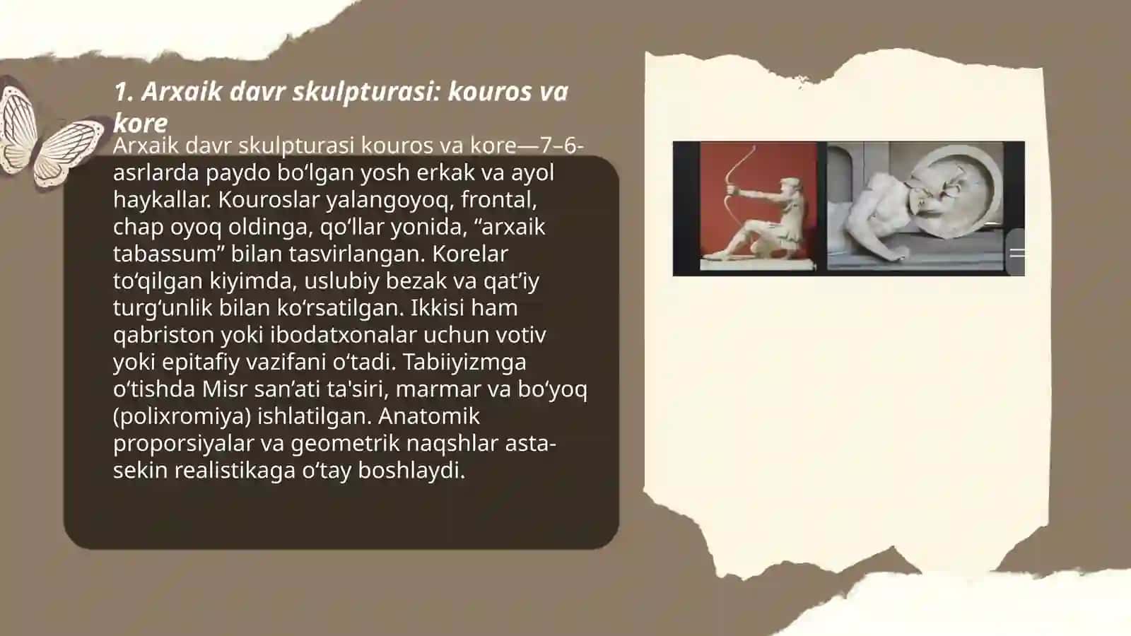 Arxaik davr skulpturasi: kouros va kore 3