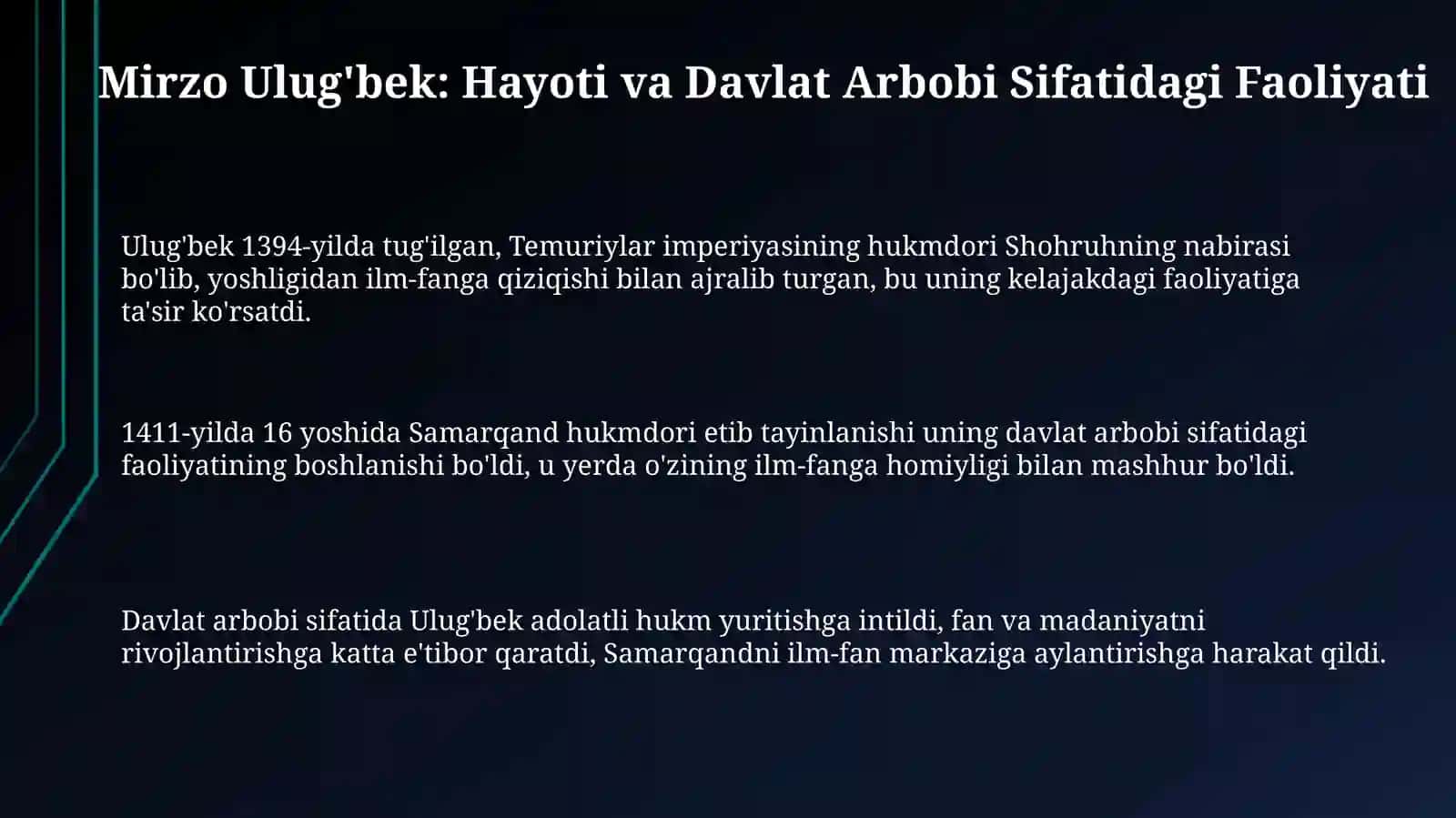 Mirzo Ulug‘bek - davlat arbobi va buyuk olim 3