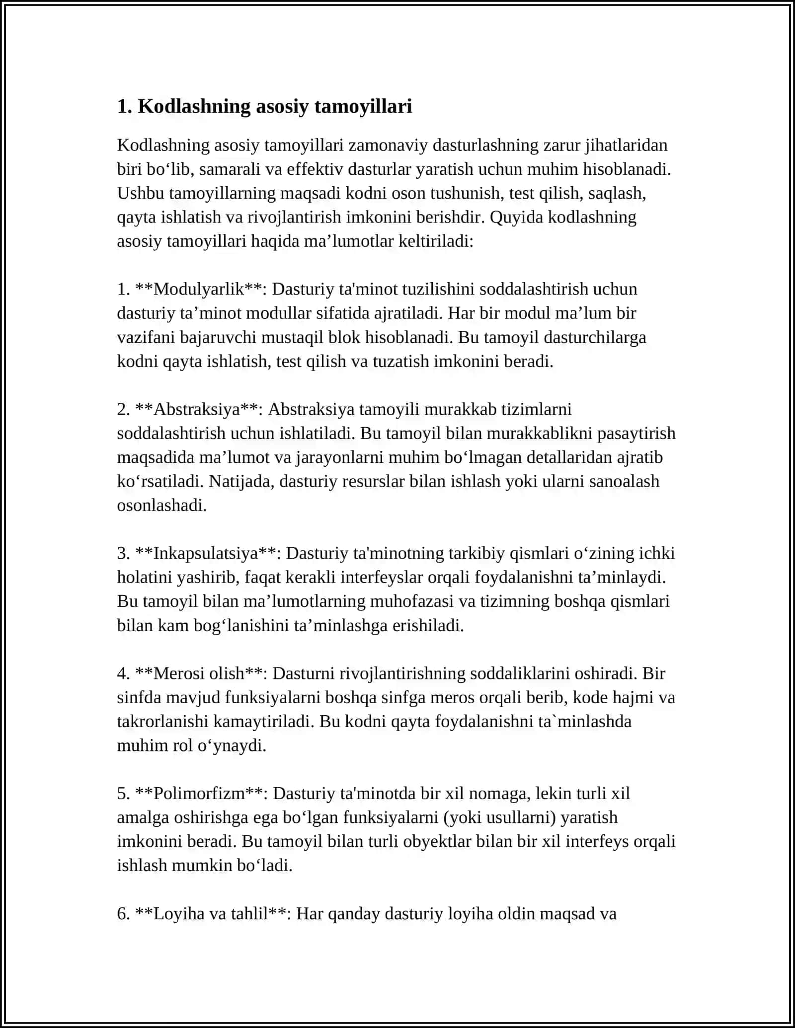 (N,K) KODLARNI TUZISH TAMOYILLARI 3