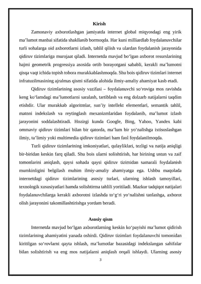 INTERNETDAGI TURLI XIL MAʼLUMOT AXTARISH TIZIMLARI VA ULARNING SOLISHTIRMA TAHLILI 3