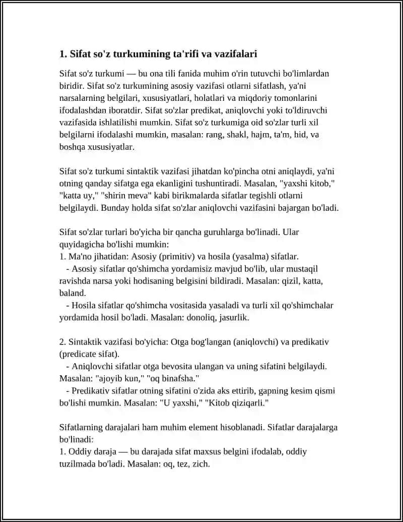 SIFAT SO'Z TURKUMI 3