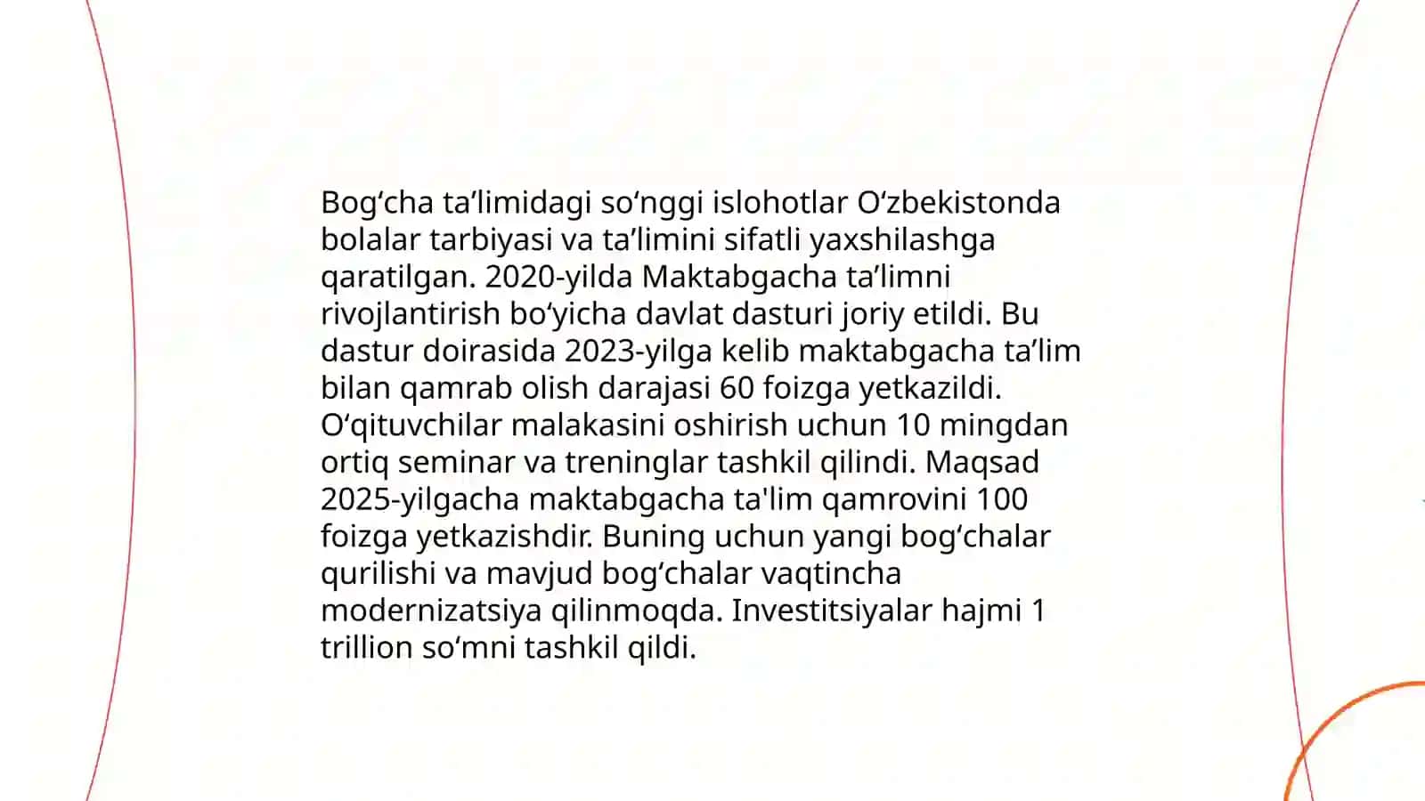 Oʻzbekistonda taʼlim sohasidagi amalga oshirilgan islohotlar 3