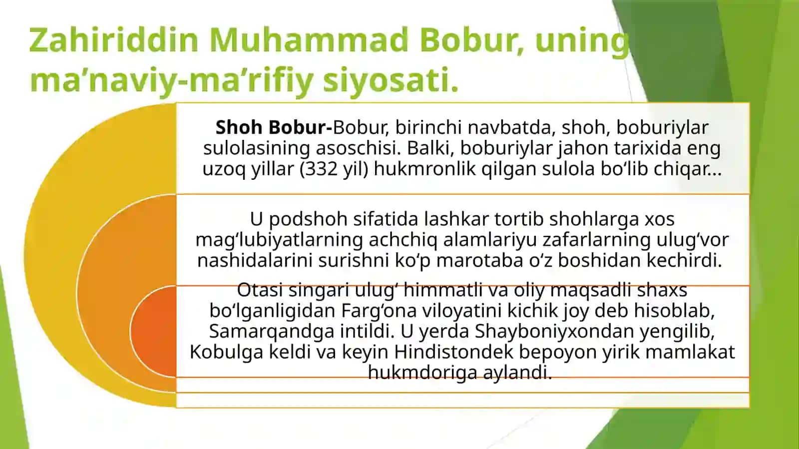ZAHIRIDDIN MUHAMMAD BOBUR VA BOBURIYLAR MEROSIDA   TARBIYAGA OID QARASHLAR 3