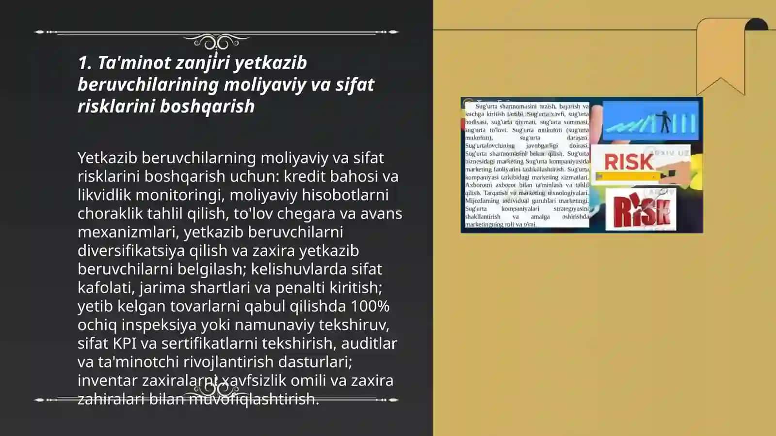 Saqlash va zaxiralarni boshqarish bilan bog‘liq risklarni boshqarish 3