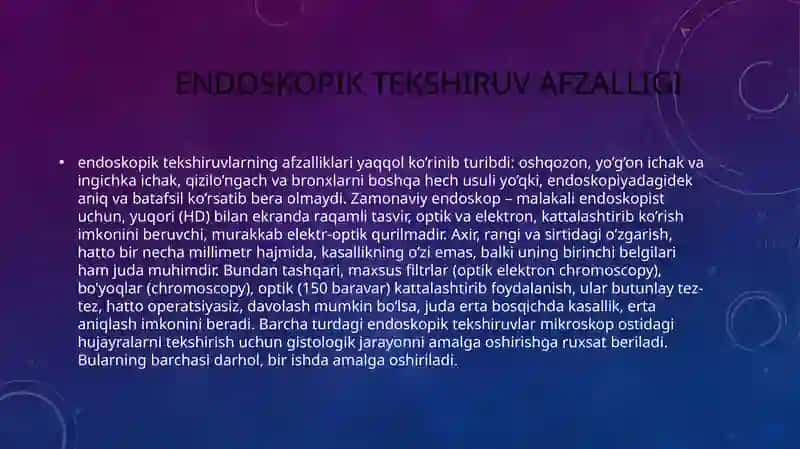 Tibbiyotda endiskopik usullarning qoʻllanishi 3