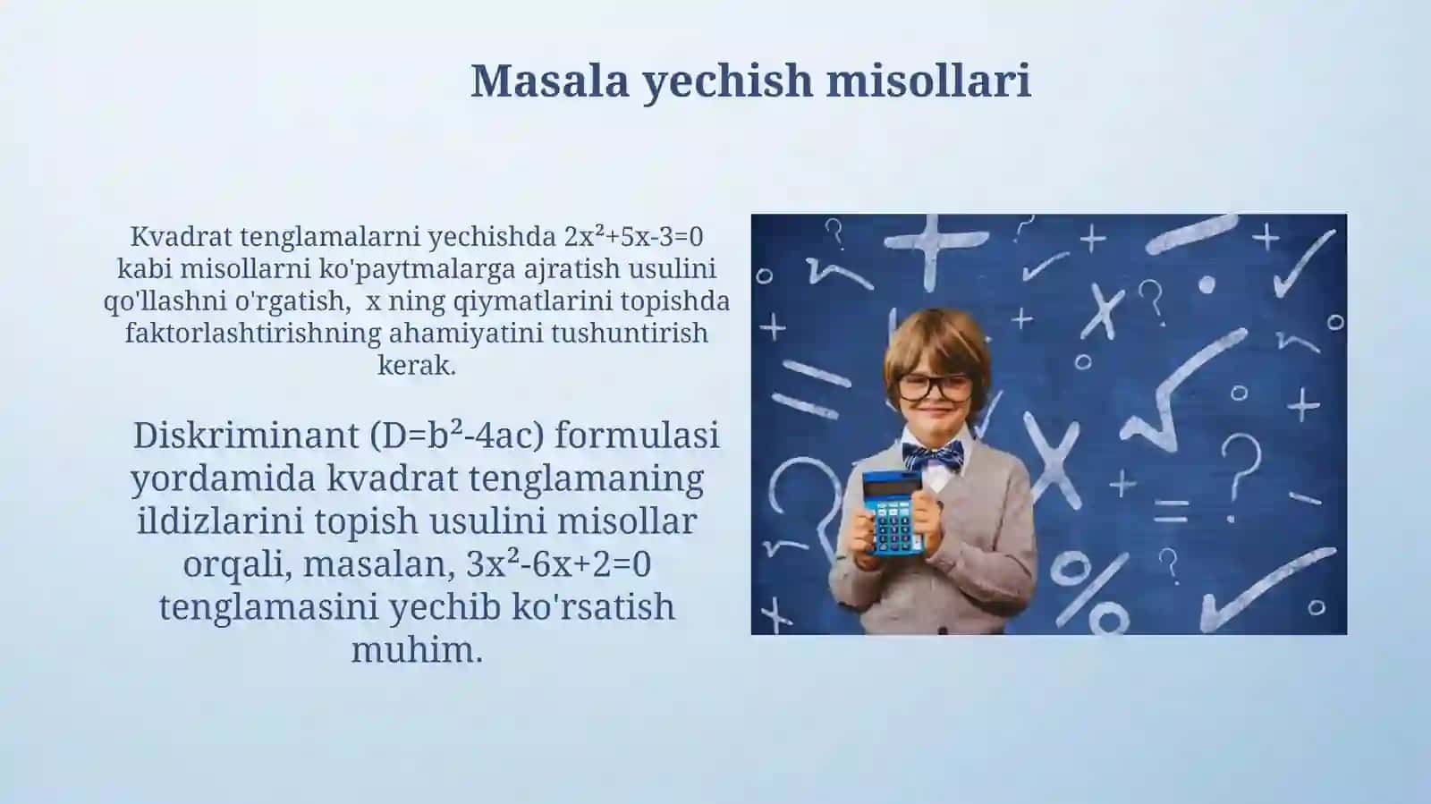 8 sinflarga kvadrat tenglamalar mavzusida sinov dars otish 3