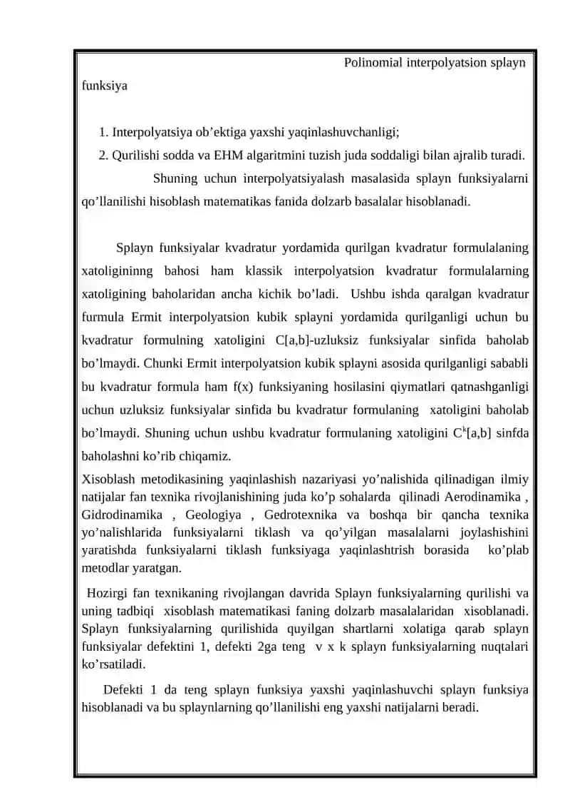 Interpolyatsion kubik splaynlar 3