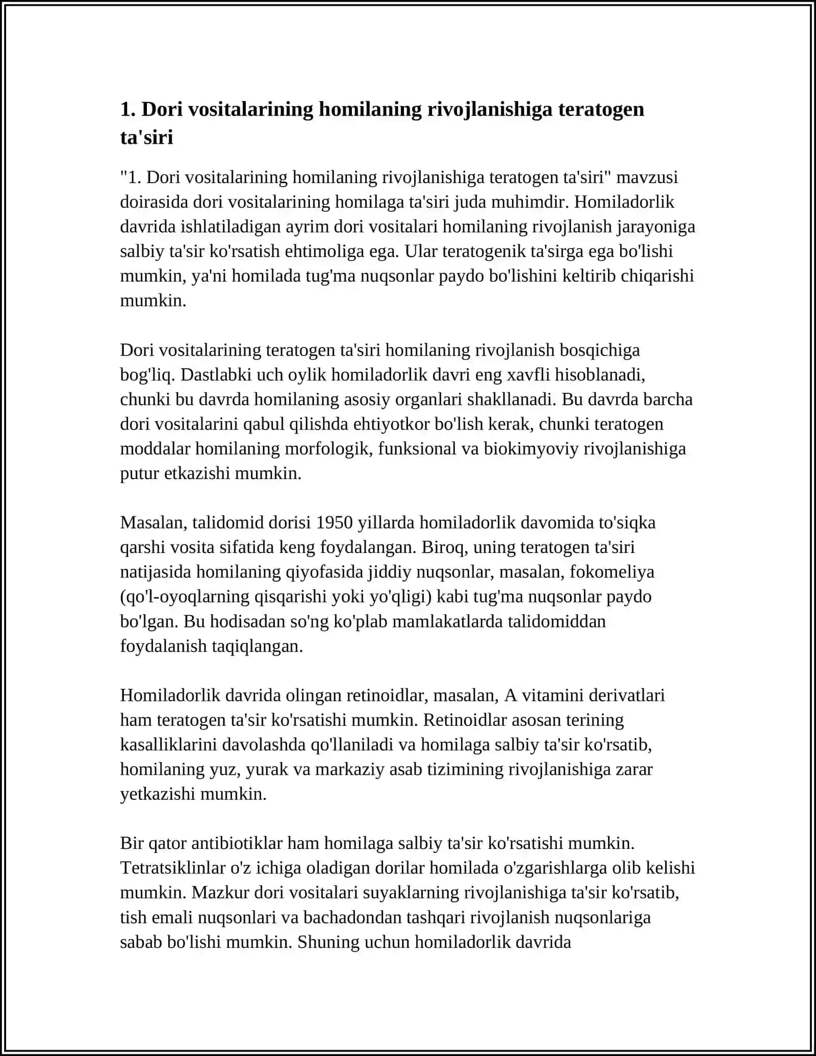 DORI VOSITALARINING HOMILAGA TASIRI 3