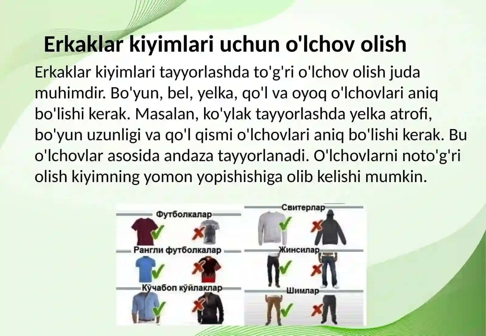 Erkaklar kiyimlariga andaza tayyorlash va bichish-tikish. Erkaklar ko'ylagini, namunalarini tayyorlash. 3