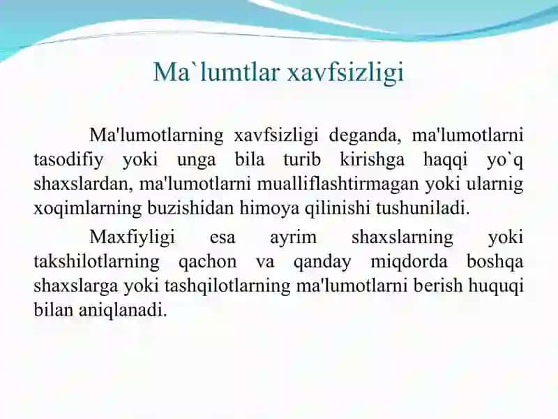 Ma`lumotlar bazasini administratorlash va xavfsizligini ta`minlash 3