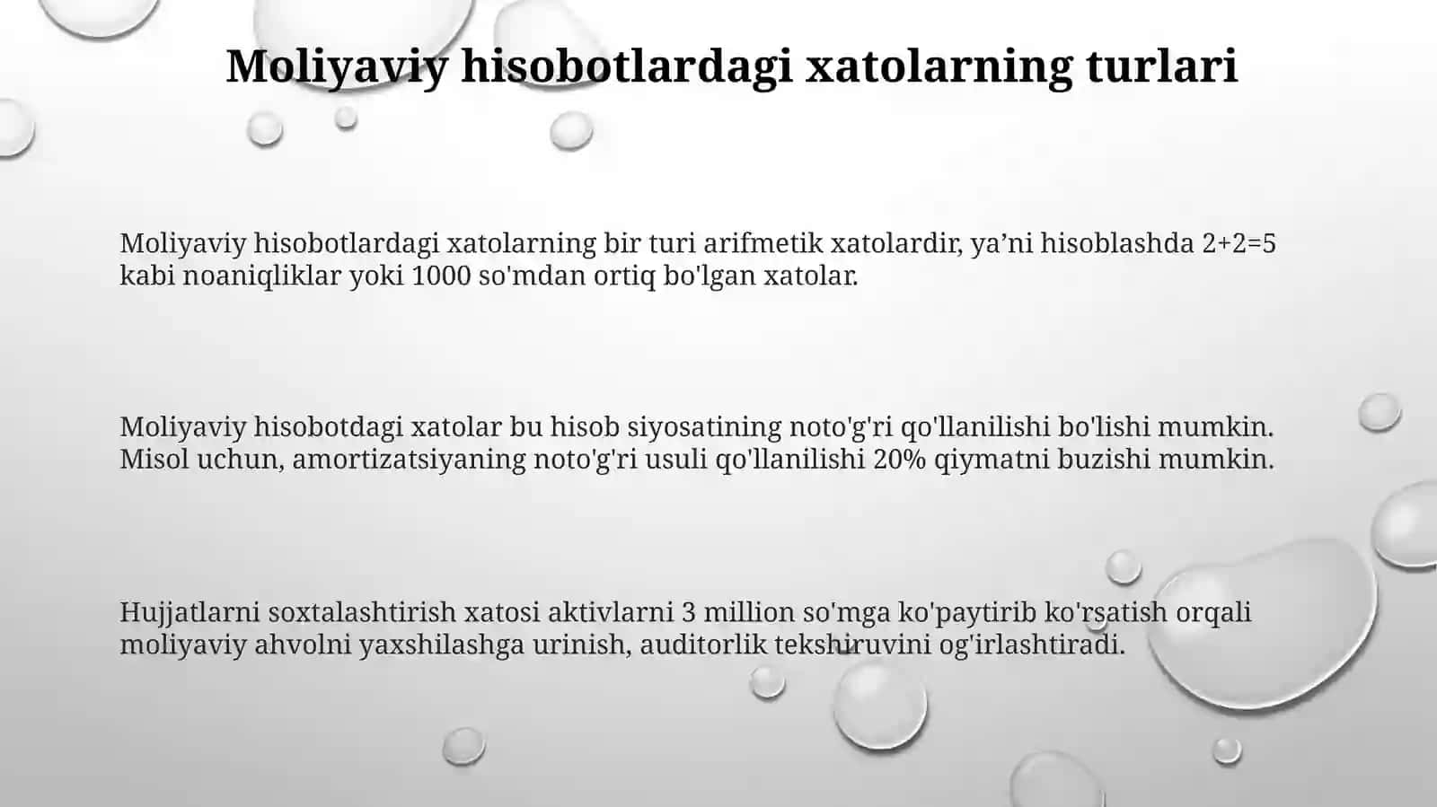Taqdimot: Moliyaviy hisobotdagi xatolarning turlari va sabablari 3
