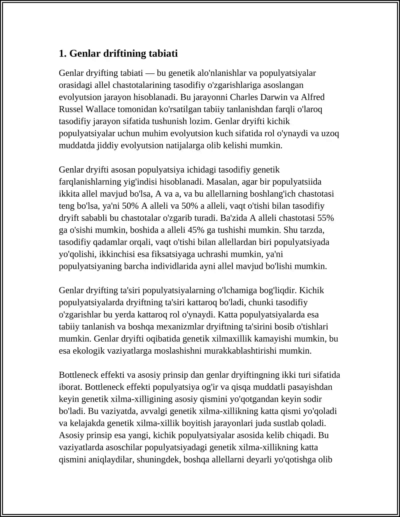 POPULYATSIYA GENETIKASI.GENLAR DREFI 3