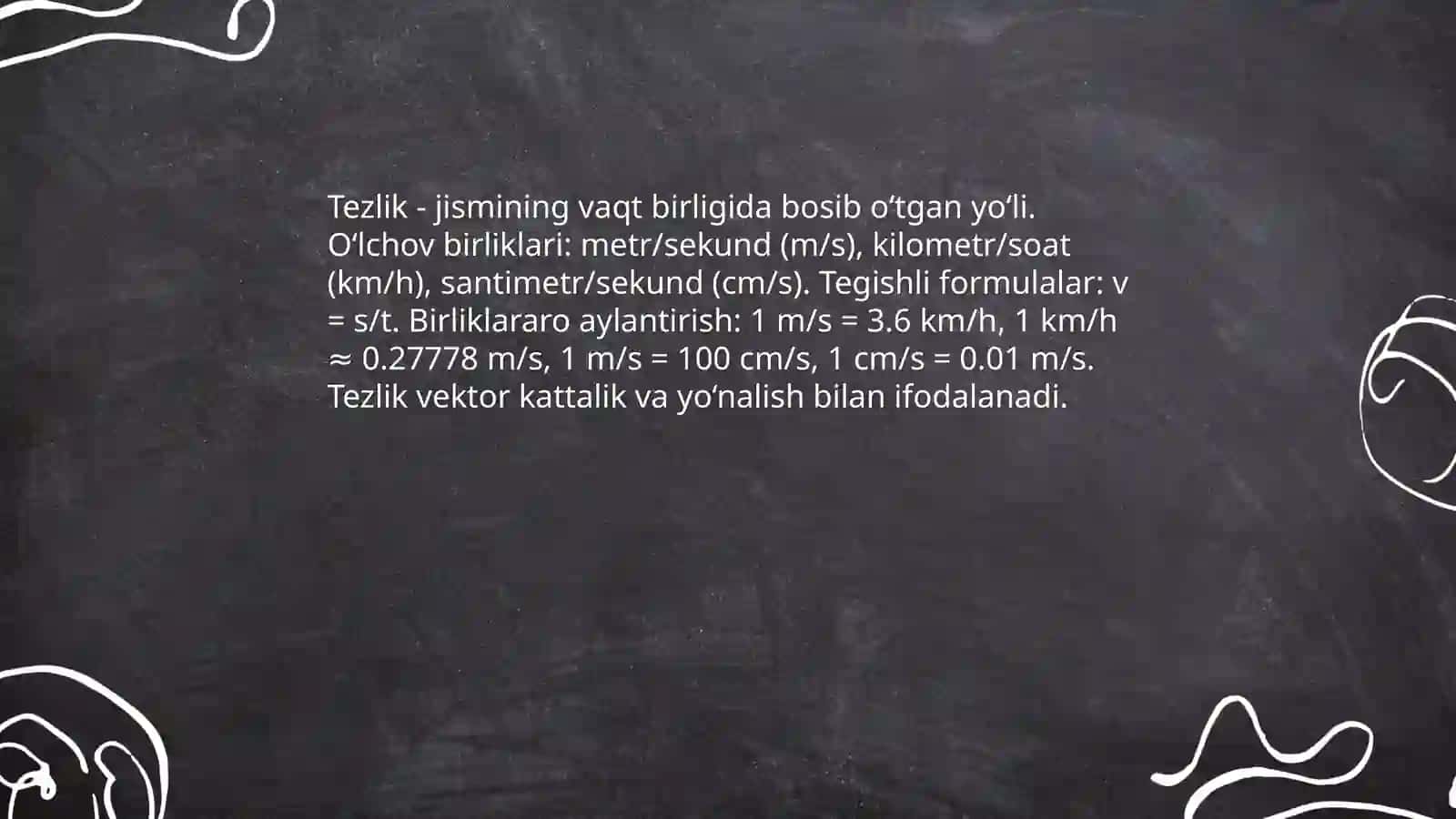 Tezlik va tezlanish va ularning birliklari 3