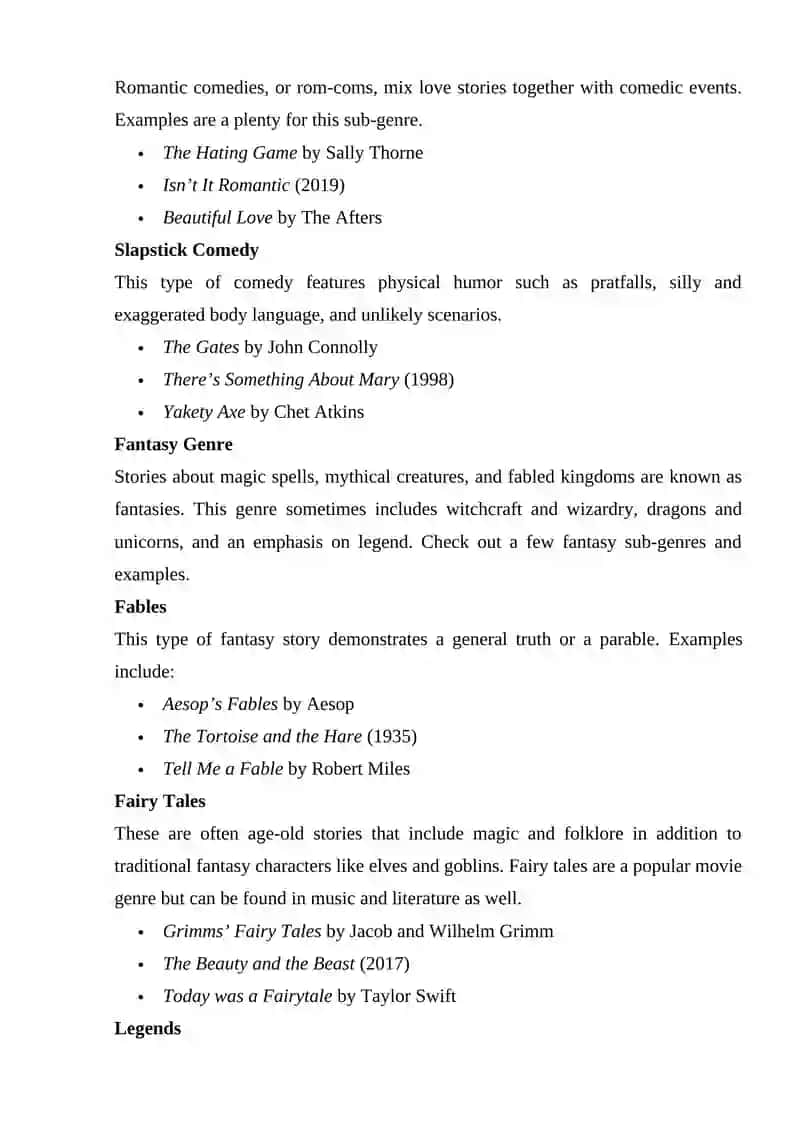 Types of Genre and Their Special Features 3
