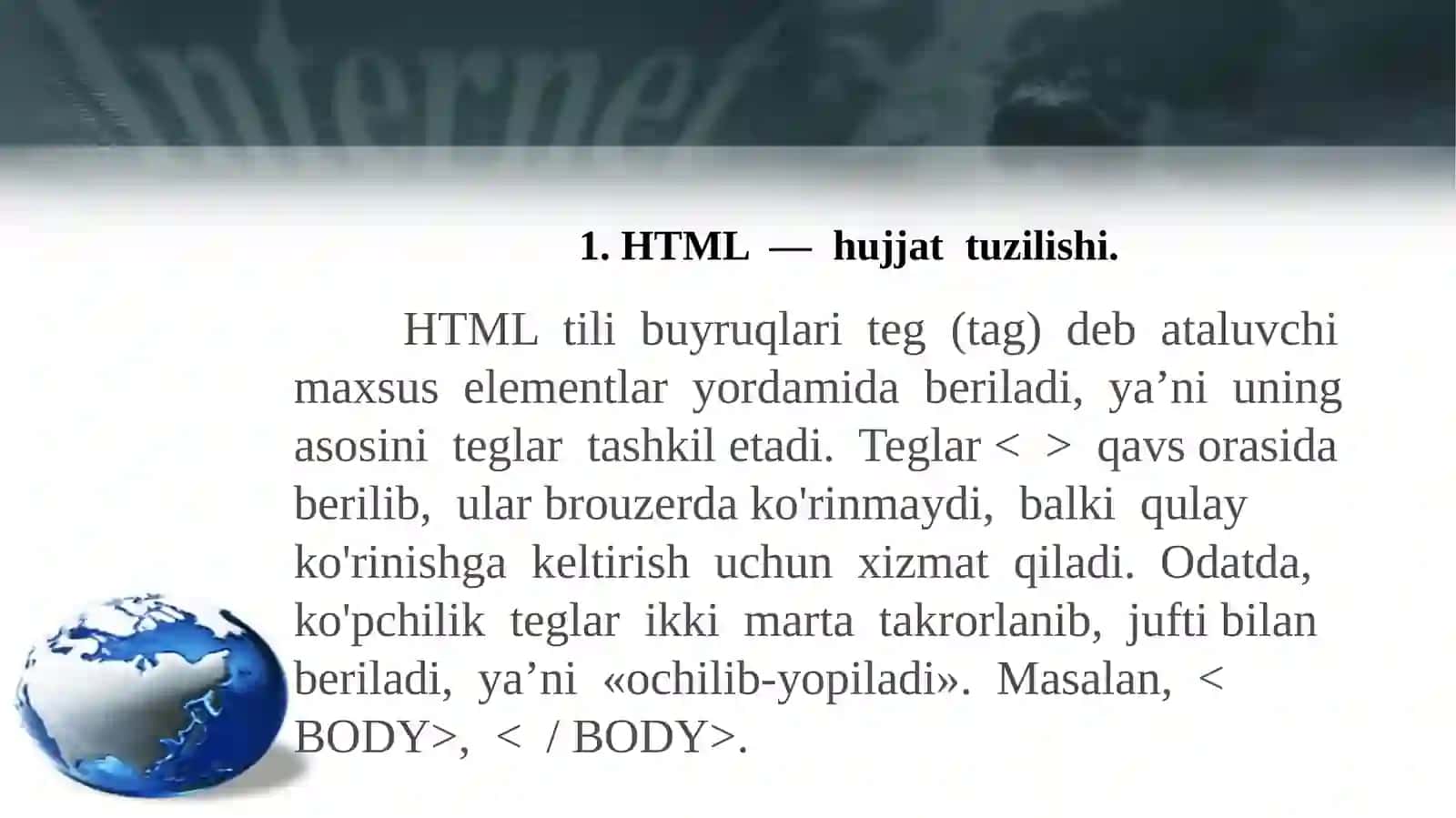 HTML dasturlash tili. 3