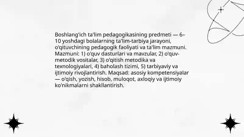 Boshlang'ich ta'lim pedagogikasi fanining predmeti maqsadi vazifasi ilmiy tadqiqot metodlari 3