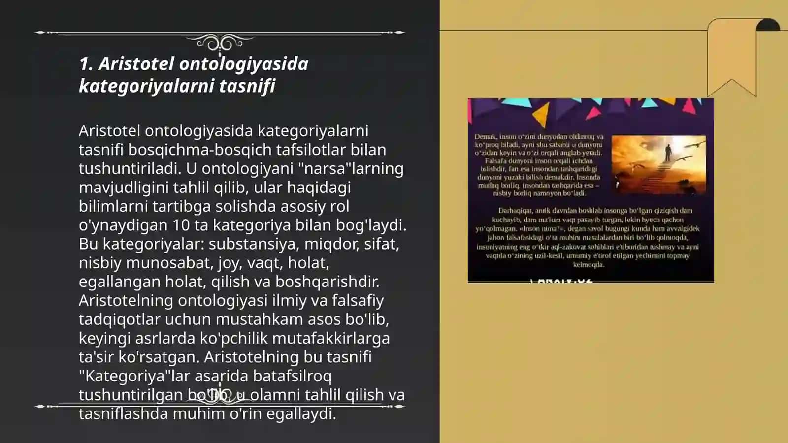 Aristotel, Farobiy va Kant ontologiyasida kategoriyalarning tasnifi 3