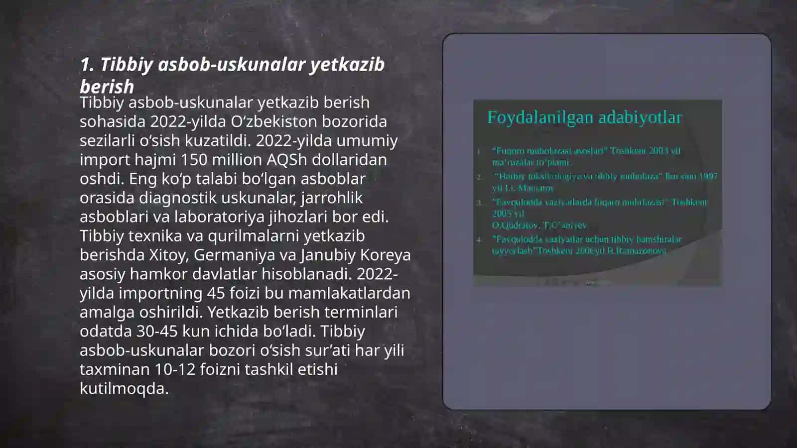 Fuqaro muhofazasi tibbiy xizmati tuzilmalarini tibbiy va bishqa mulklar bilan taʼminlash 3