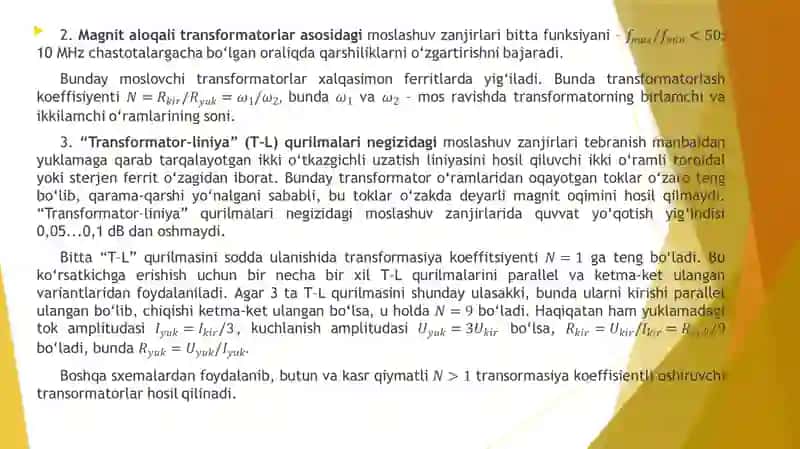 Keng polosali quvvat kuchaytirgichlari moslashuv zanjirlari 3