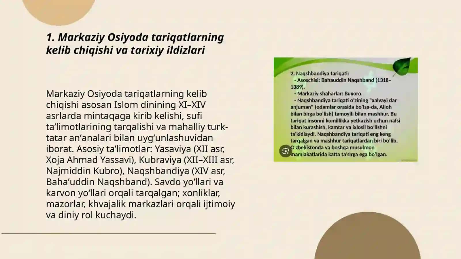 Markaziy Osiyoda tariqatlarning shakllanishi 3
