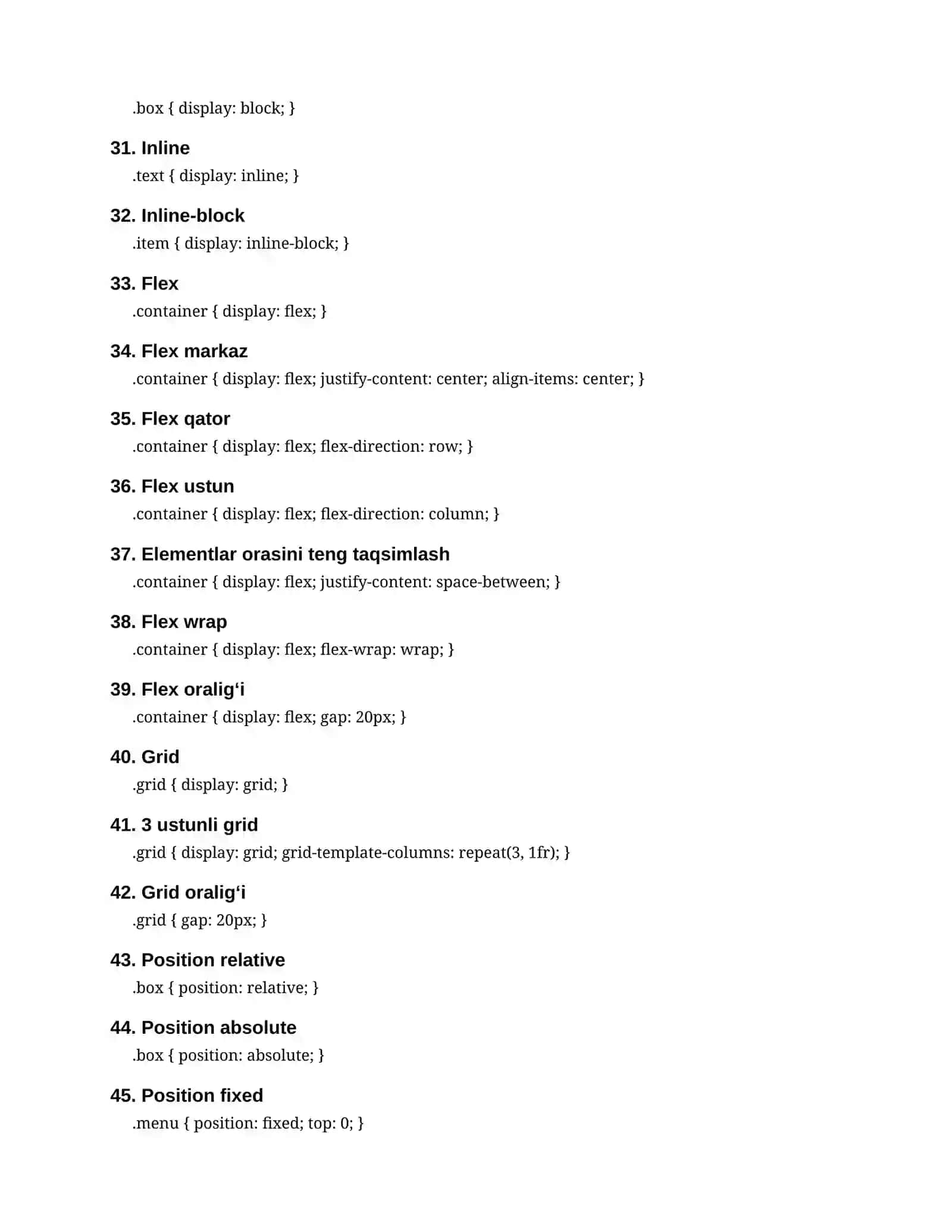 `100 ta tayyor CSS kod — HTML/CSS Frontend 3