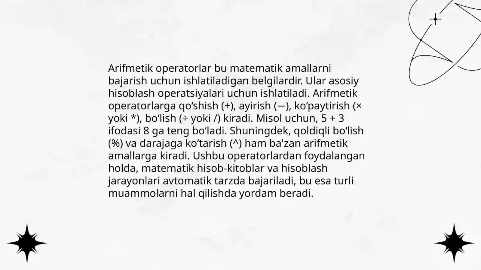 Python dasturlash tilida arifmetik operatorlar va ularning qo‘llanilishi 3