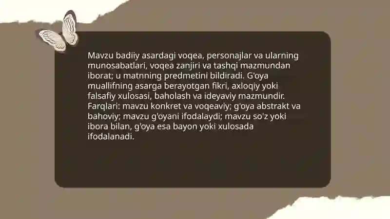 Badiiy asarda mavzu va ğoyaga xos xususiyatlar 3