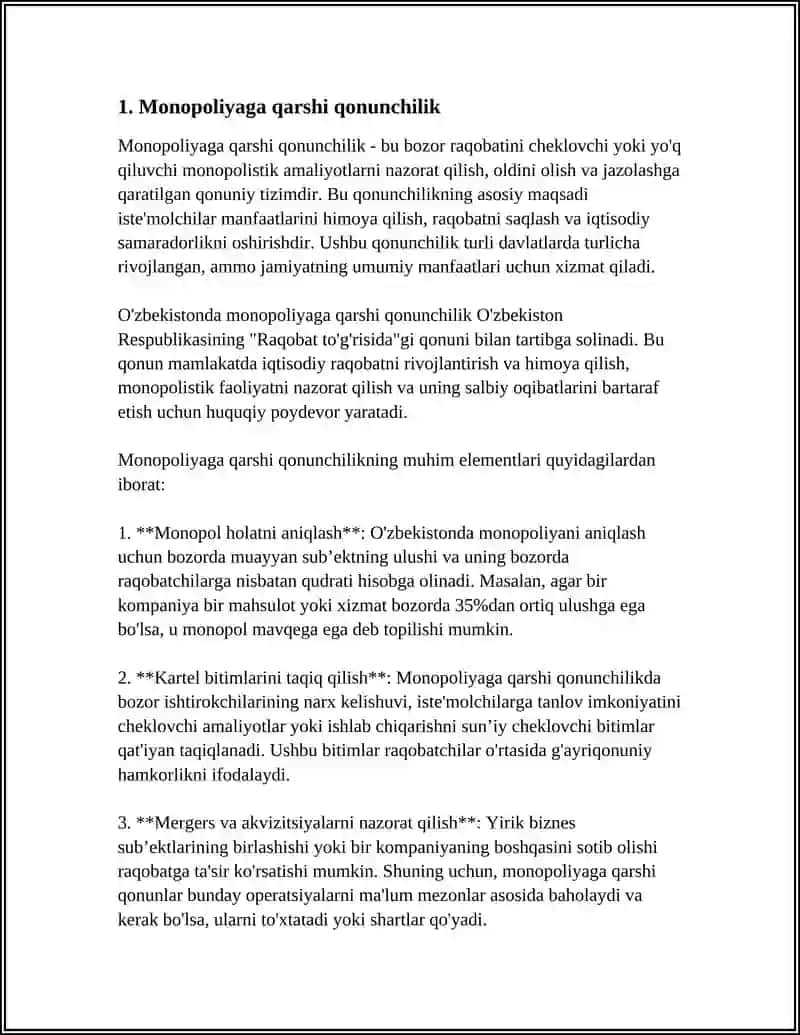 MONOPOLIYANI TARTIBGA SOLISH VA ADOLATLI RAQOBATNI TAMINLASH SIYOSATI 3