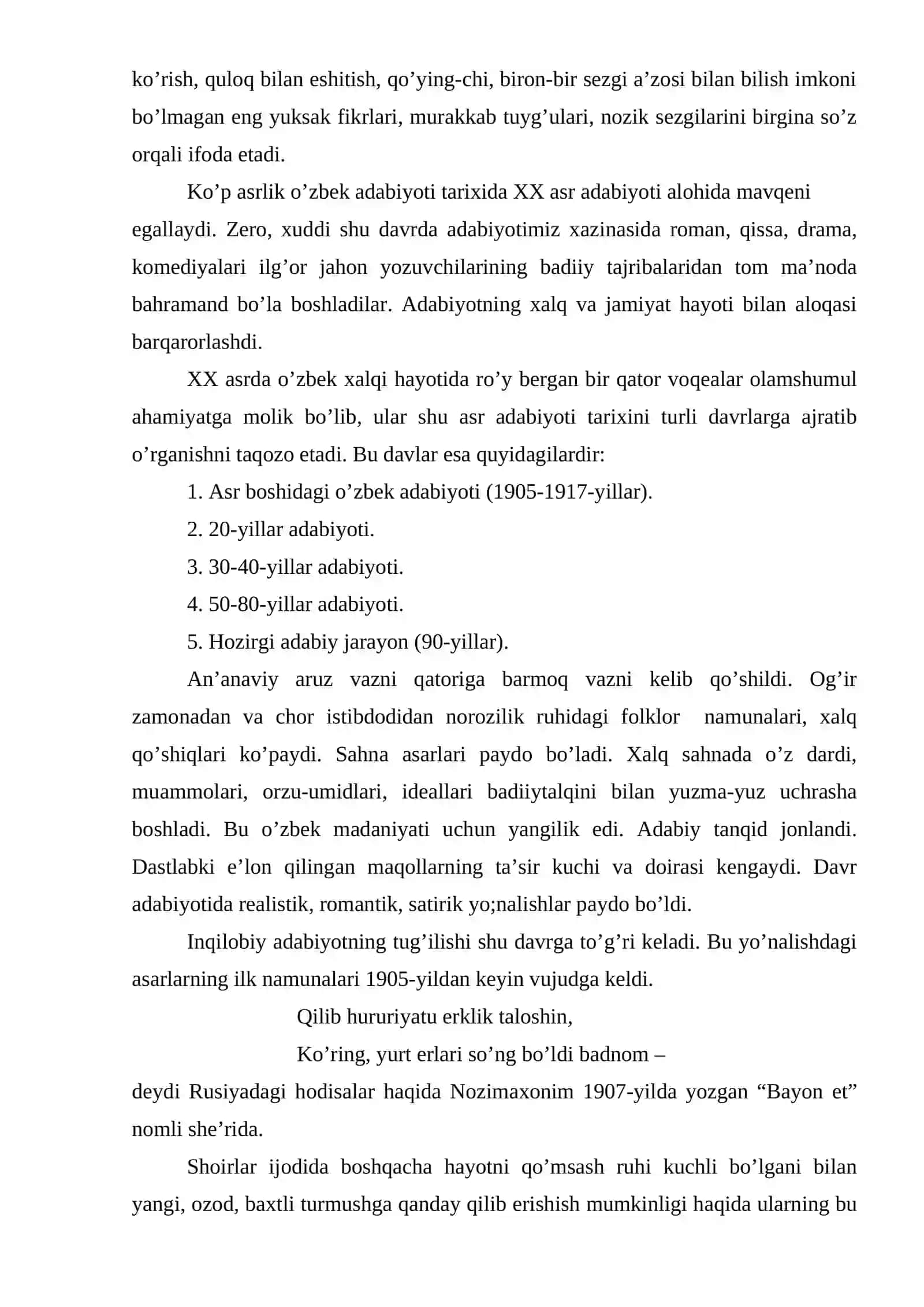 XX ASR BOSHIDAGI O’ZBEK ADABIYOTI 3