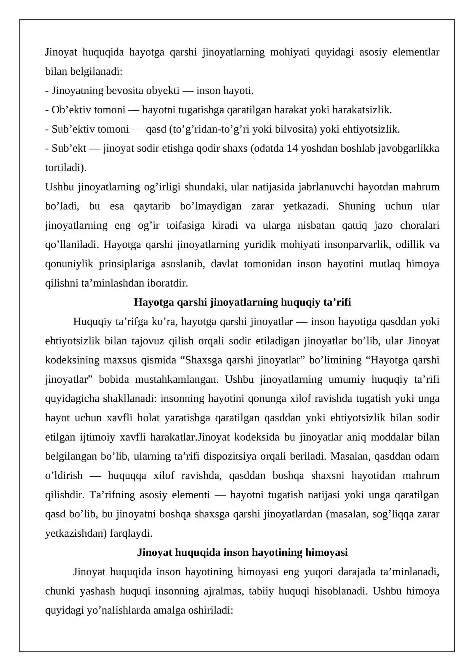 Hayotga qarshi jinoyatlar tushunchasi va turlari 3