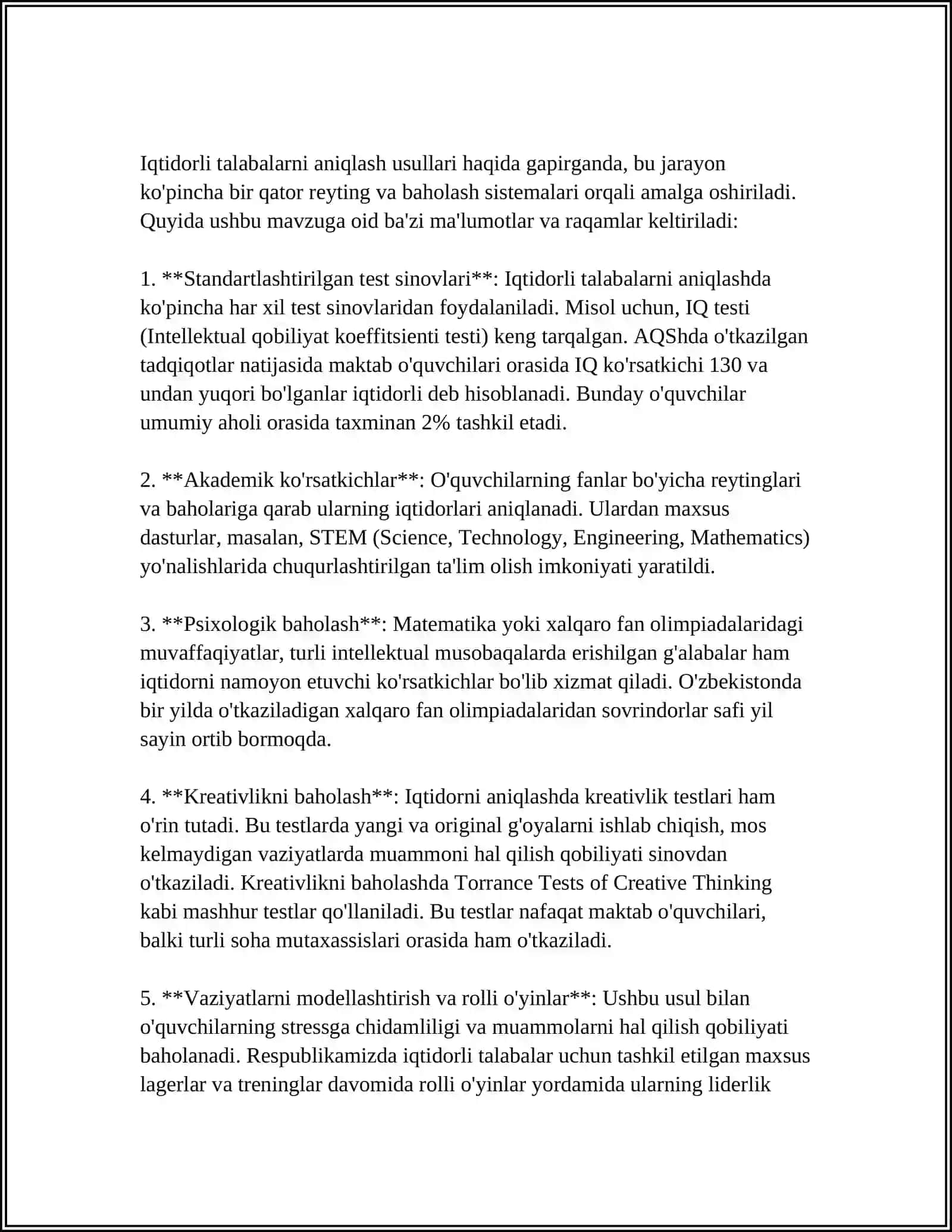 IQTIDORLI TALABALARNI TANLASH VA ULAR BILAN ISHLASHNI TASHKIL QILISH 3