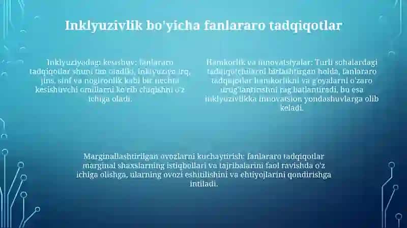 Turli Yo'Nalishidagi Ilmiy Tadqiqotlarda Inklyuziv Ta’Lim Muammolarini O'Rganish 3