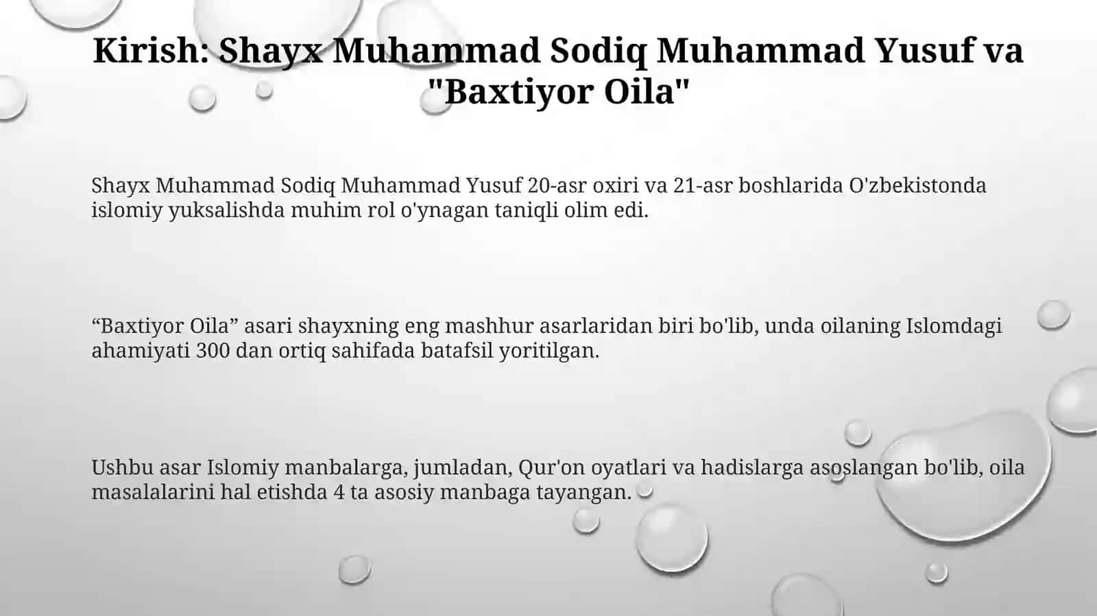 Shayx MuhammadSodigMuhammadYusufning"Baxtiyoroila"asaridaislomqadriyatlariningtalqini 3