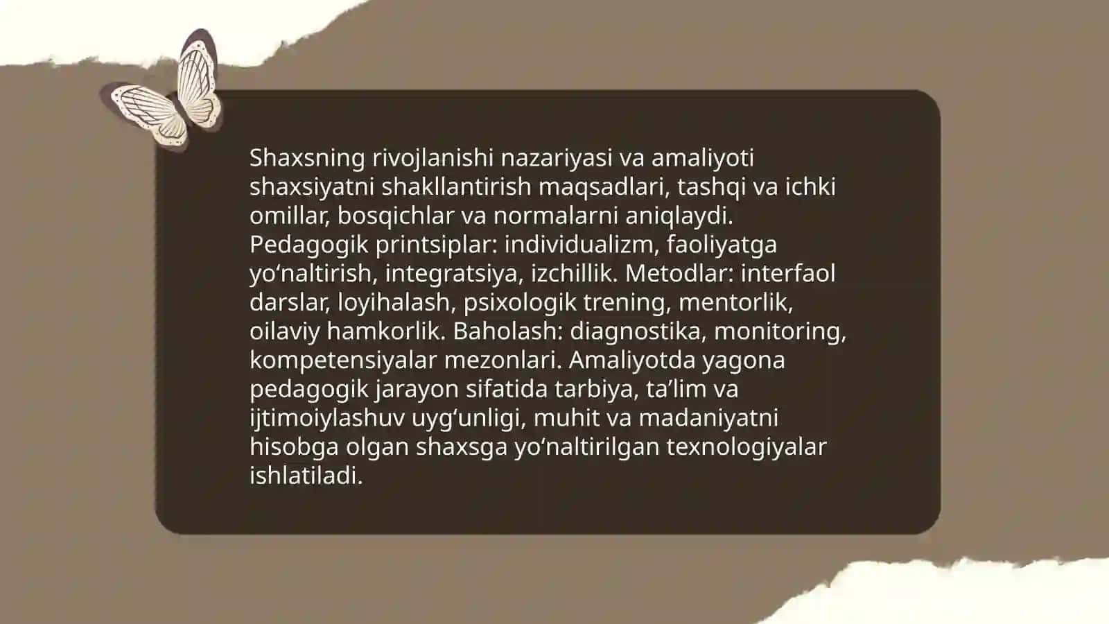 Shaxsning rivojlanishi tarbiyasi va ijtimoiylashuvi. Yaxlit pedagogika jarayoni 3