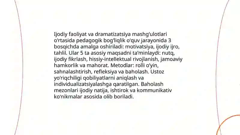Ijodiy faoliyat va dramatizatsiya mashgʻulotlarining oʻzaro bogʻliqligi 3