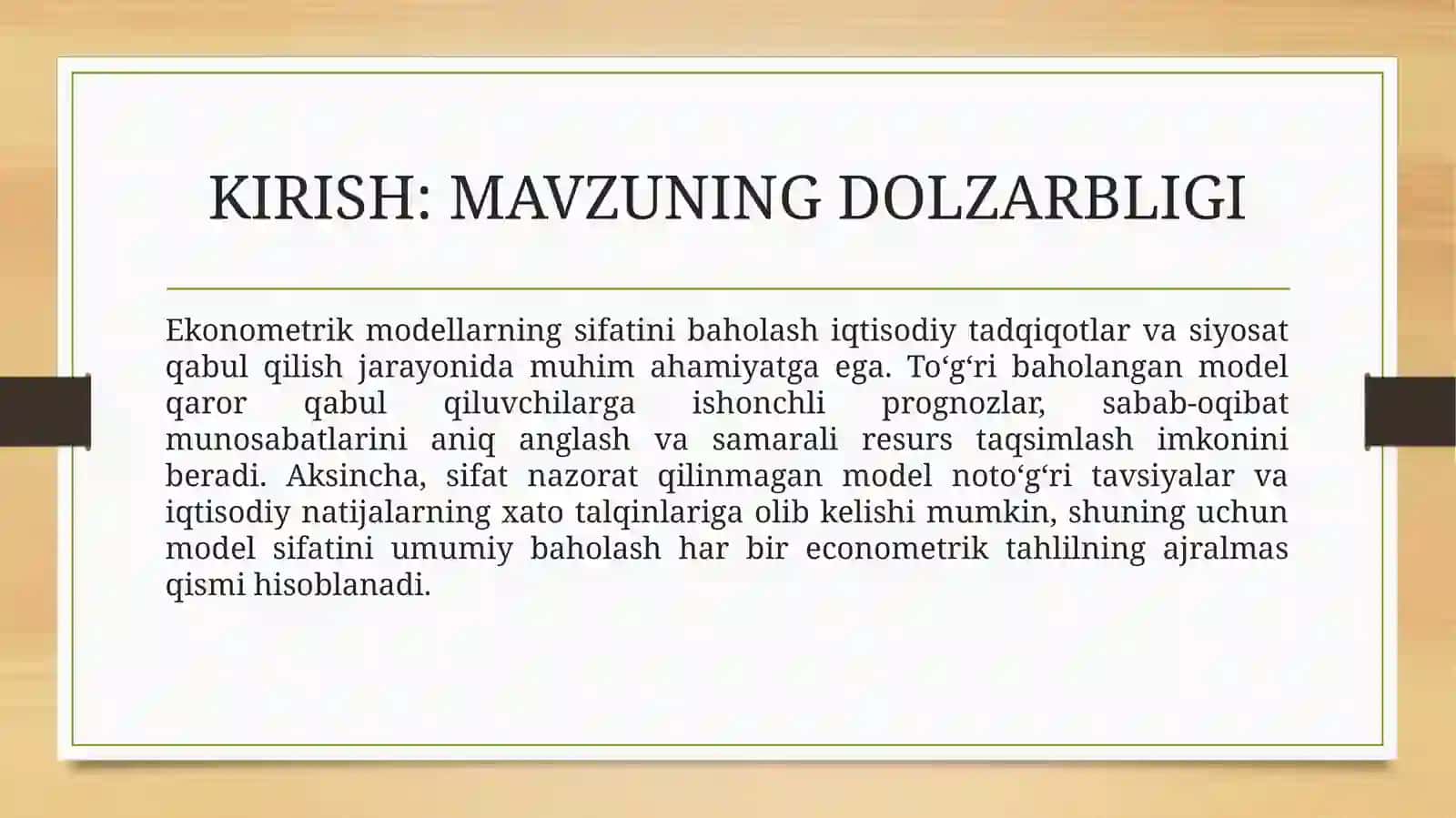 Ekonometrik modellarning sifatini umumiy baholash 3