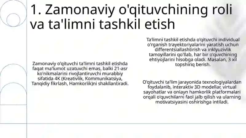 Zamonaviy o'qituvchi va ta'limni tashkil etish 3