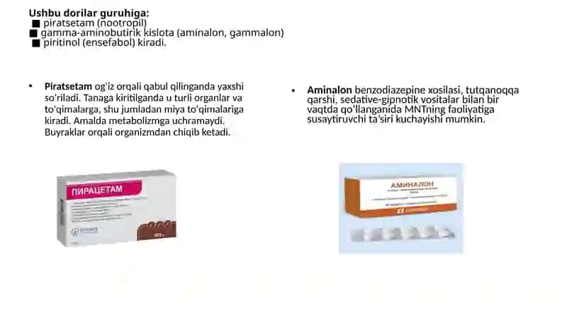 Farmakologiya. Nootrop vositalar. Analeptiklar 3